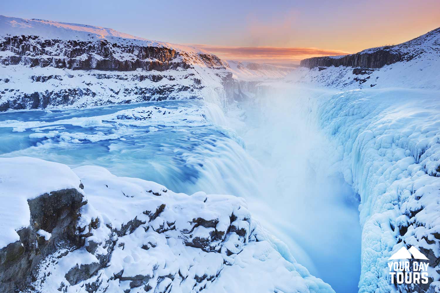winter sunset at golden circle