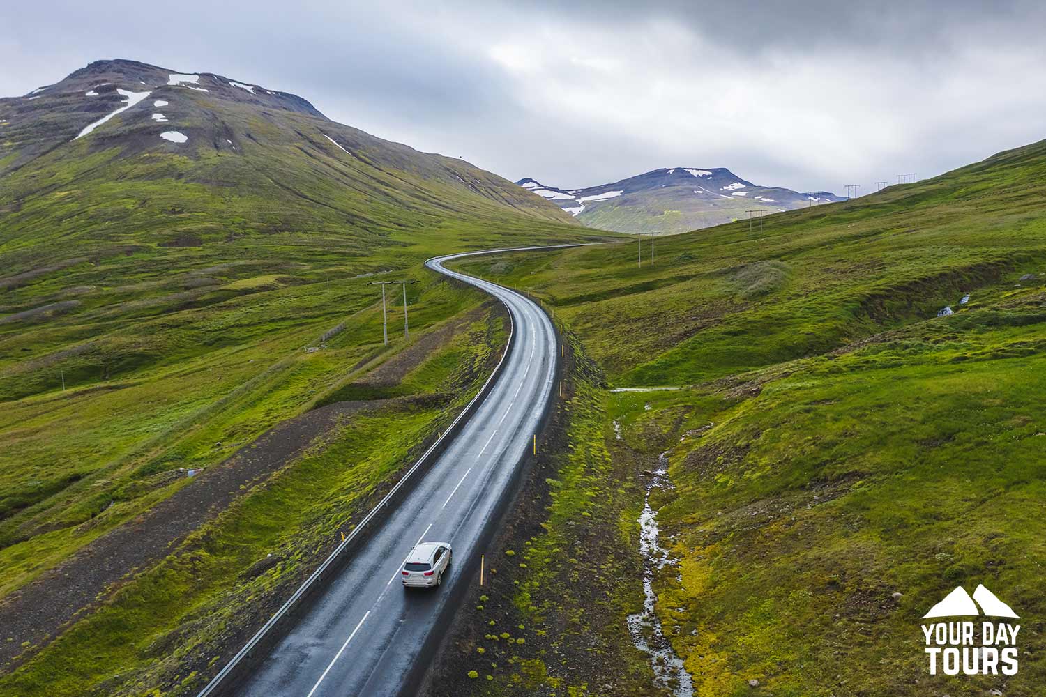 aerial road view in snaefellsnes peninsula