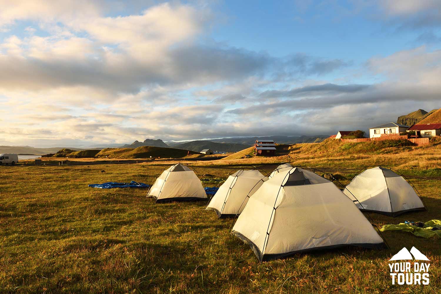 camping area with tents in thingvellir