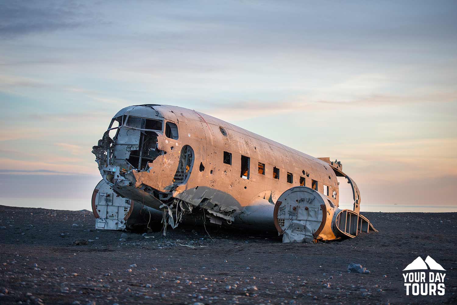 airplane wreck at black sand beach 