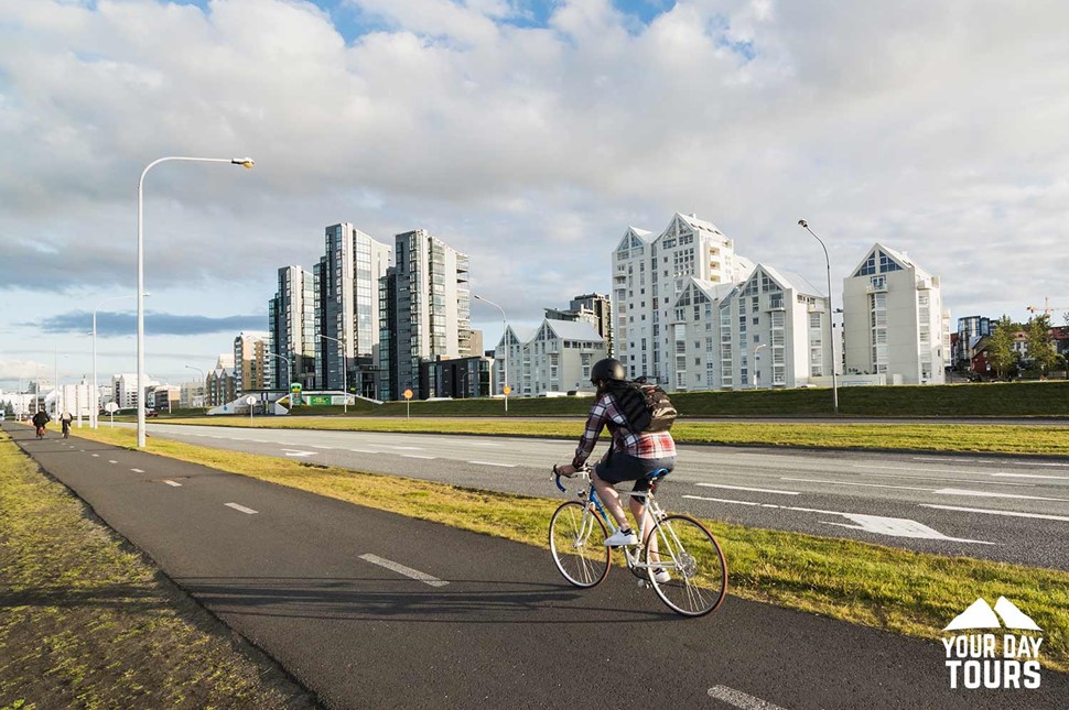person biking in the reykjavik city