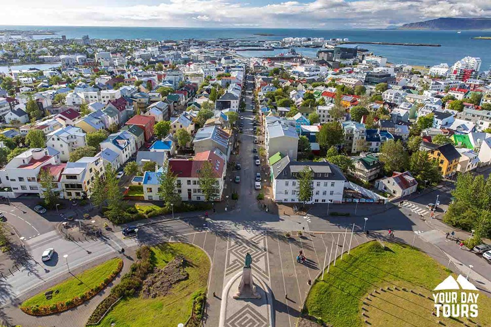 colorful roofs of reykjavik city buildings