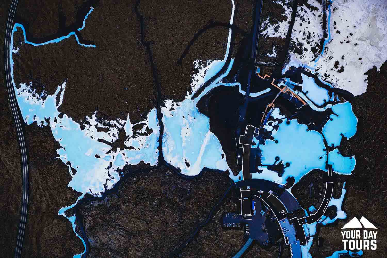 aerial view of blue lagoon in iceland 