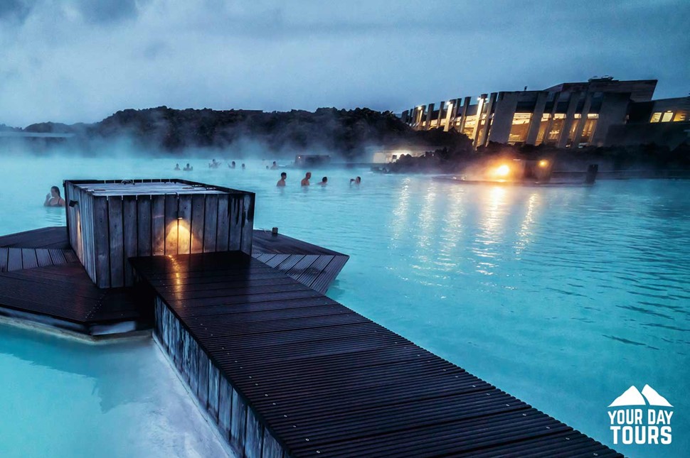 blue lagoon at night time 