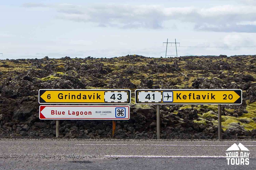 grindavik keflavik blue lagoon road sign