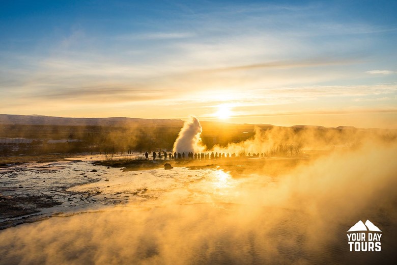 Geyser Area at Sunset in Iceland