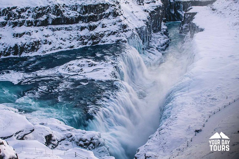 Gullfoss Waterfall During Winter in Iceland