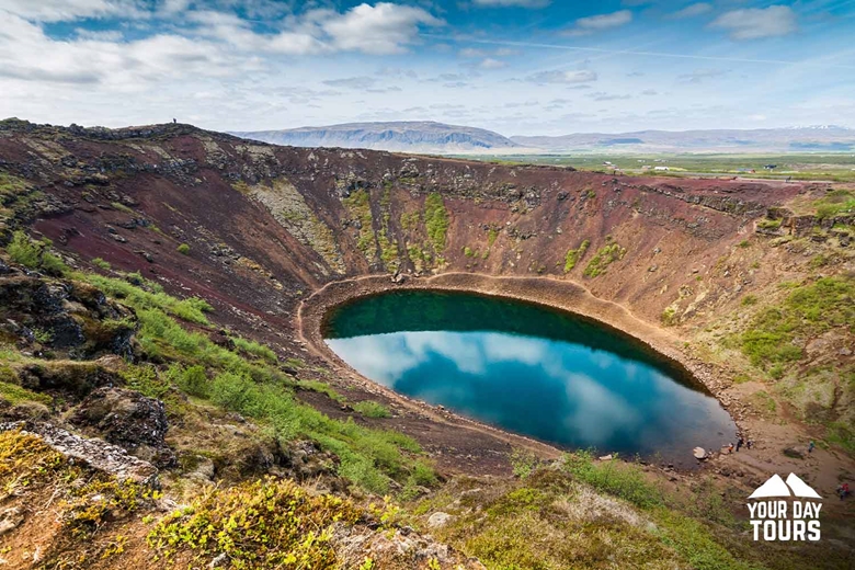 Blue Volcanic Crater Lake in Iceland
