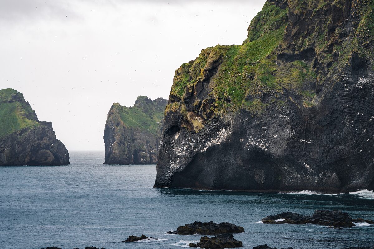 Elephant face on the rock in Vestmannaeyjar islands