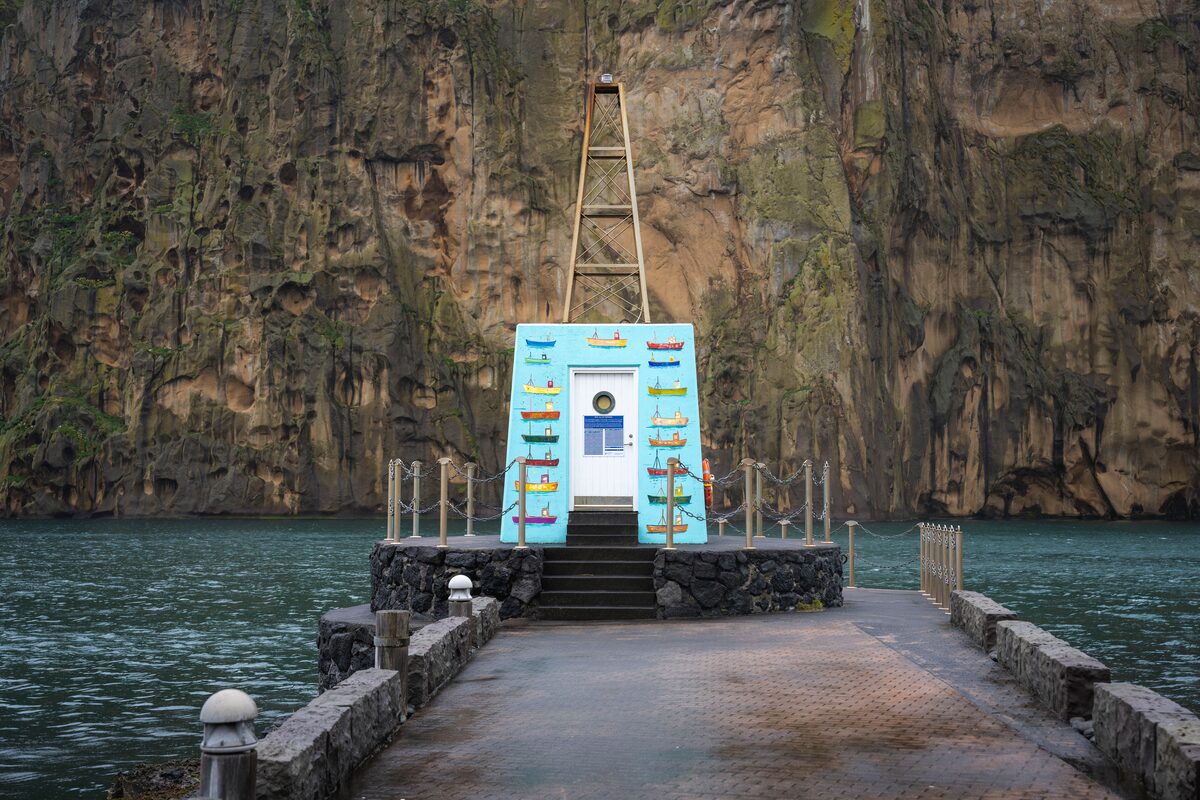 Painted harbor stove in Vestmannaeyjar Islands