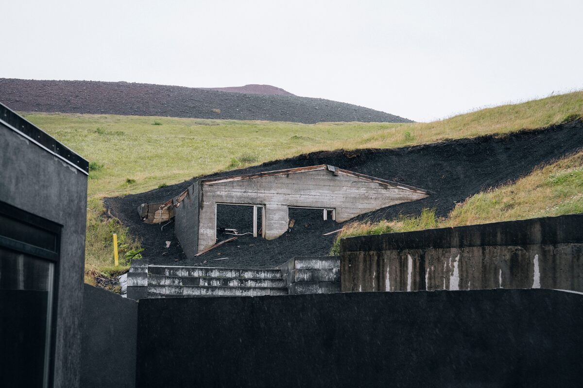 Remains after volcano eruption in Vestmannaeyjar Islands